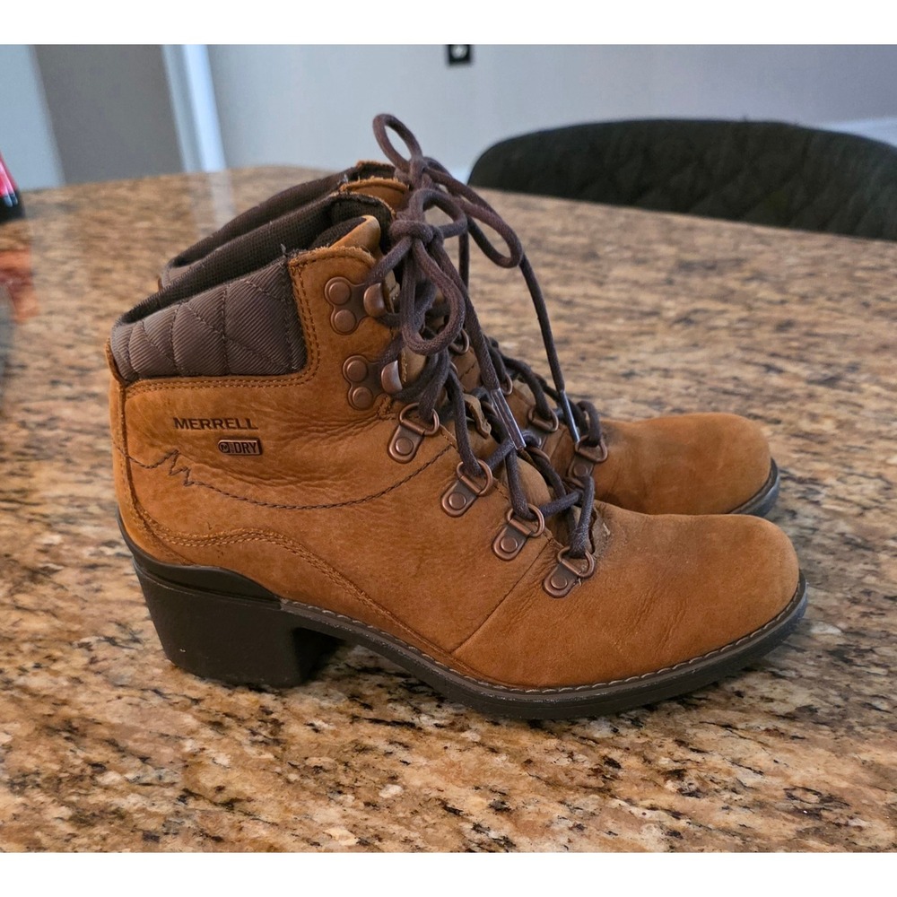 Merrell‎ Chateau Mid Lace Polar Waterproof Leather Boots Brown Womens 7